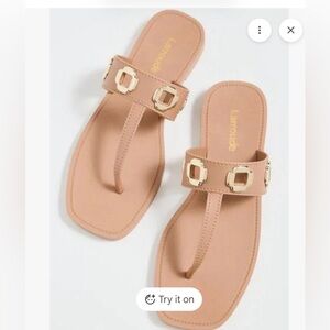 NWT Larroude Milan Jelly tan grommet sandals 10